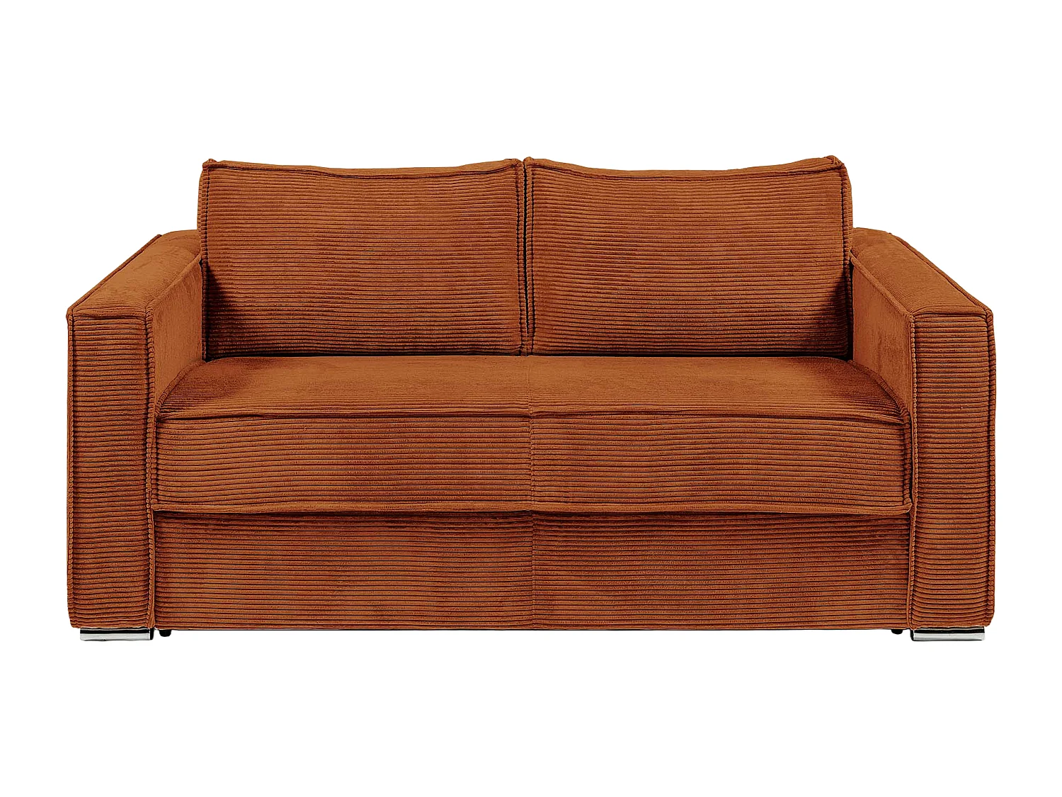 Canapé 4 places convertible express en velours côtelé terracotta avec assise mémoire de forme - Couchage à lattes larges 160 cm - Matelas 22 cm mémoire de forme LORETO