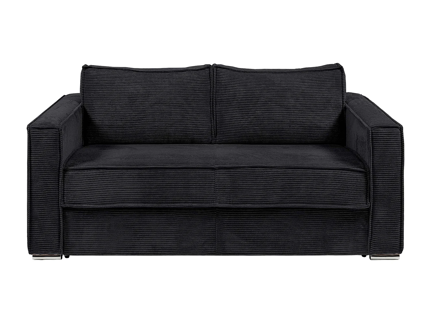 Canapé 4 places convertible express en velours côtelé noir avec assise mémoire de forme - Couchage 160 cm - Matelas 14 cm LORETO