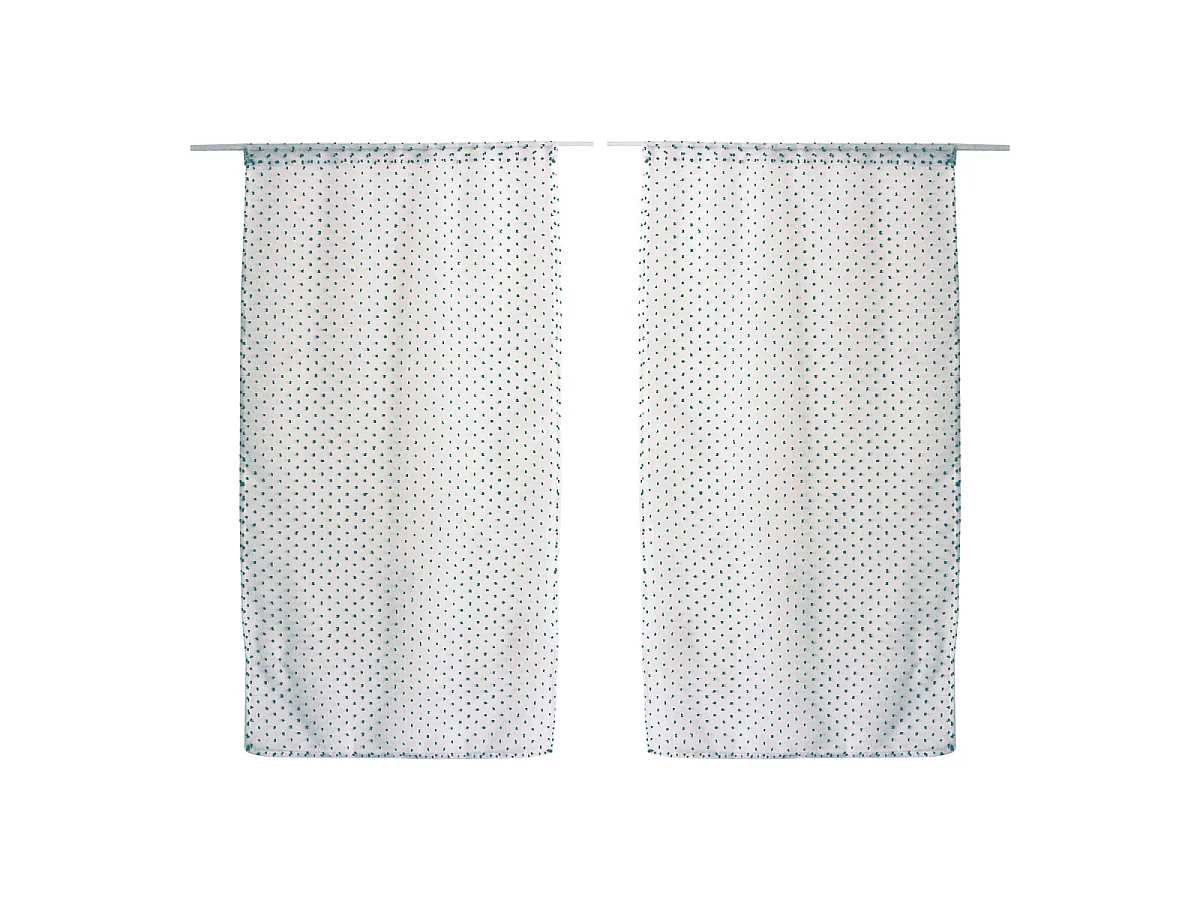 Paire de Voilages "Lolita" 60x160cm Blanc & Vert Jade