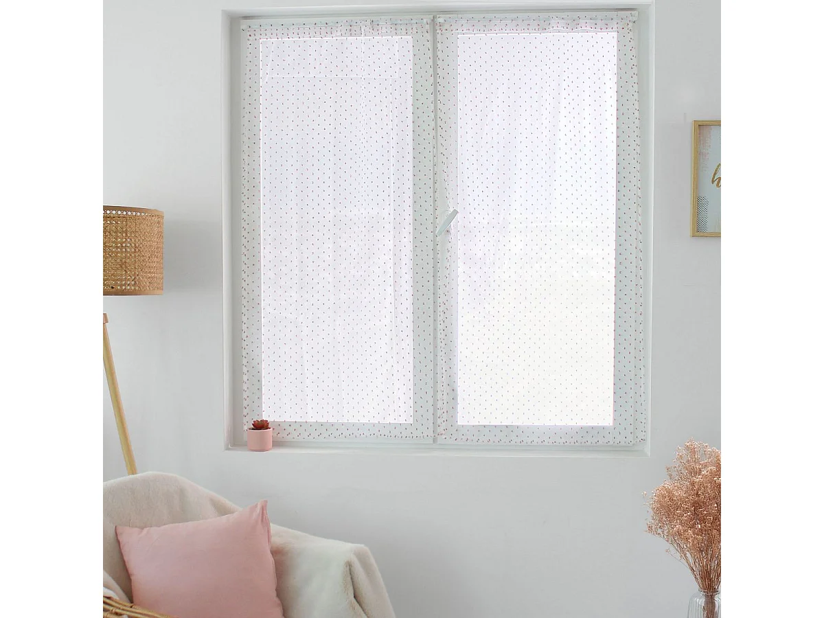 Paire de Voilages "Lolita" 60x160cm Blanc & Rose