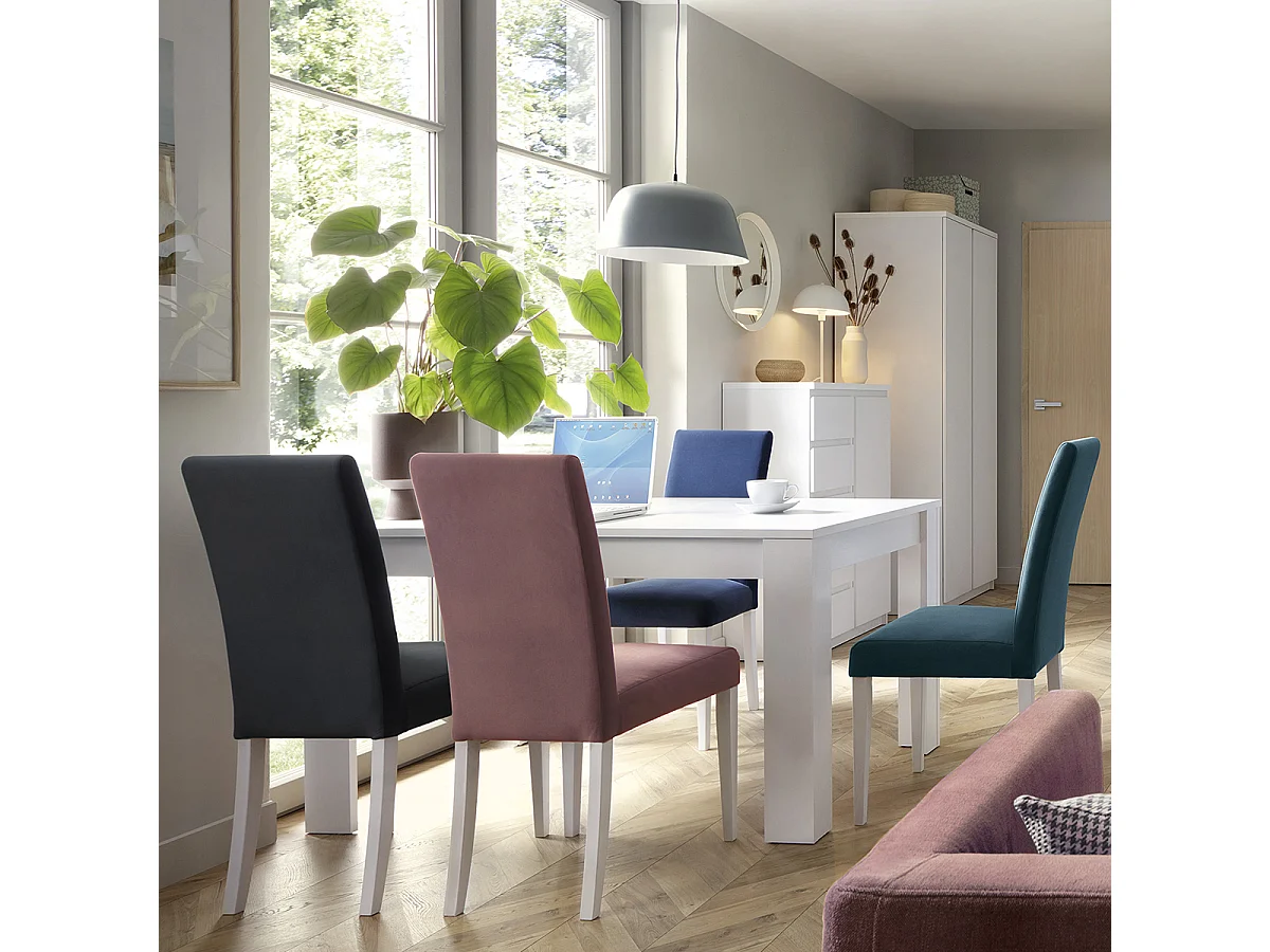 Table à manger extensible 4 à 6 places Enora Blanc