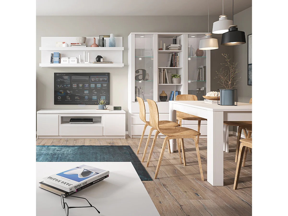 Table à manger extensible 4 à 6 places Enora Blanc