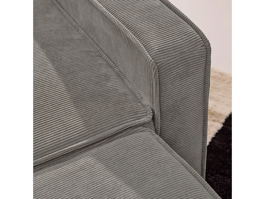 Sofá cama de pana, 3 plazas, Gris claro