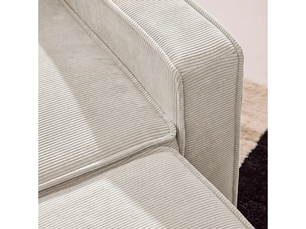 Divano letto in velluto a coste,  3 posti, Chill velluto a coste, Crema, 226x90x88 cm