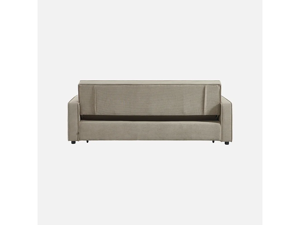Canapé convertible 3 places velours côtelé beige - Chill