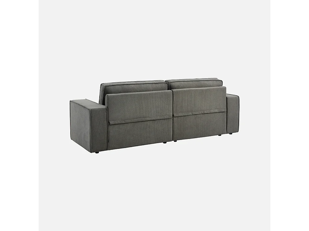 Canapé d'angle droit velours côtelé 3 places gris - Chill