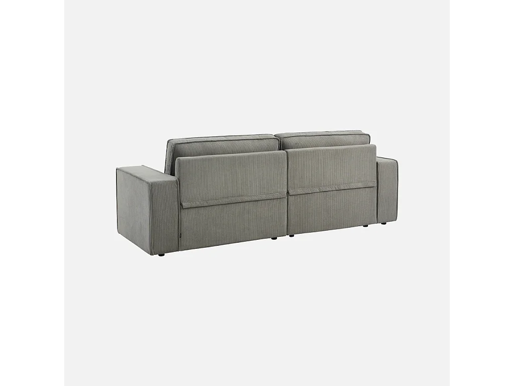 Canapé d'angle droit velours côtelé 3 places gris clair - Chill