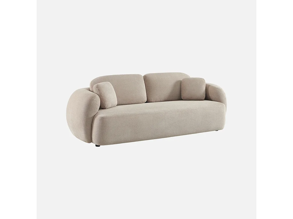 Divano in tessuto ciniglia, 3 posti, beige