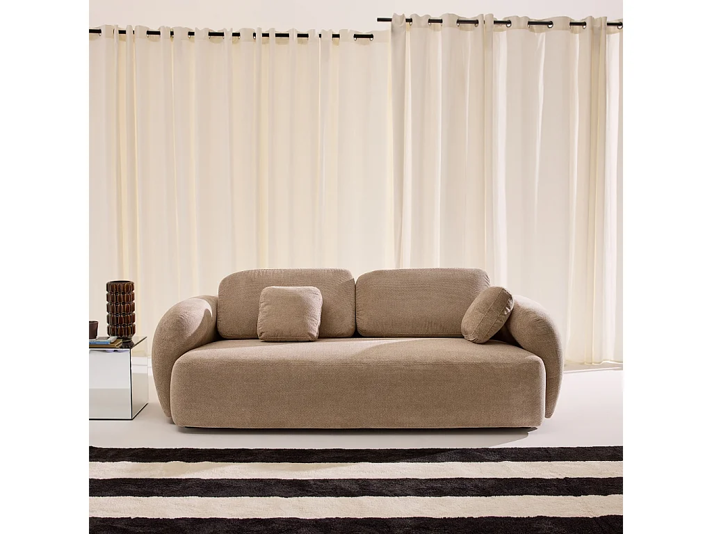 Sofá de tela chenilla, 3 plazas beige