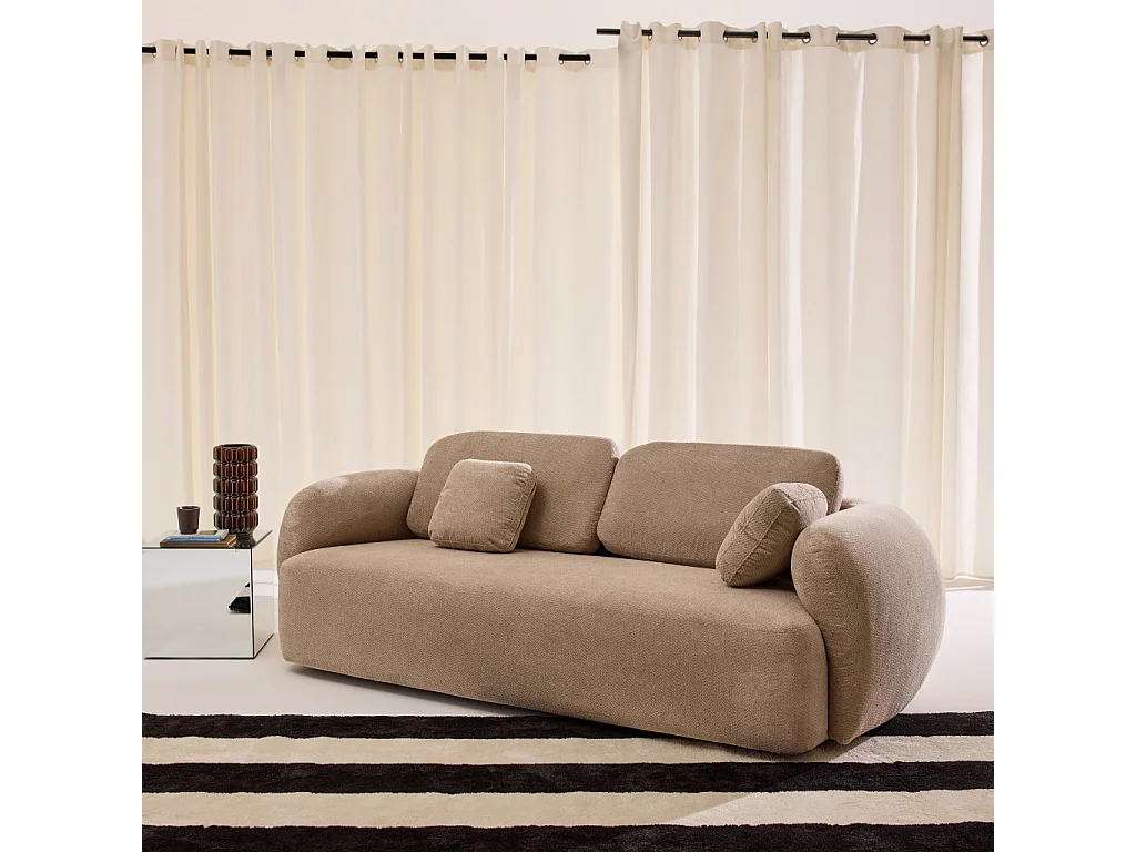 Sofá de tela chenilla, 3 plazas beige