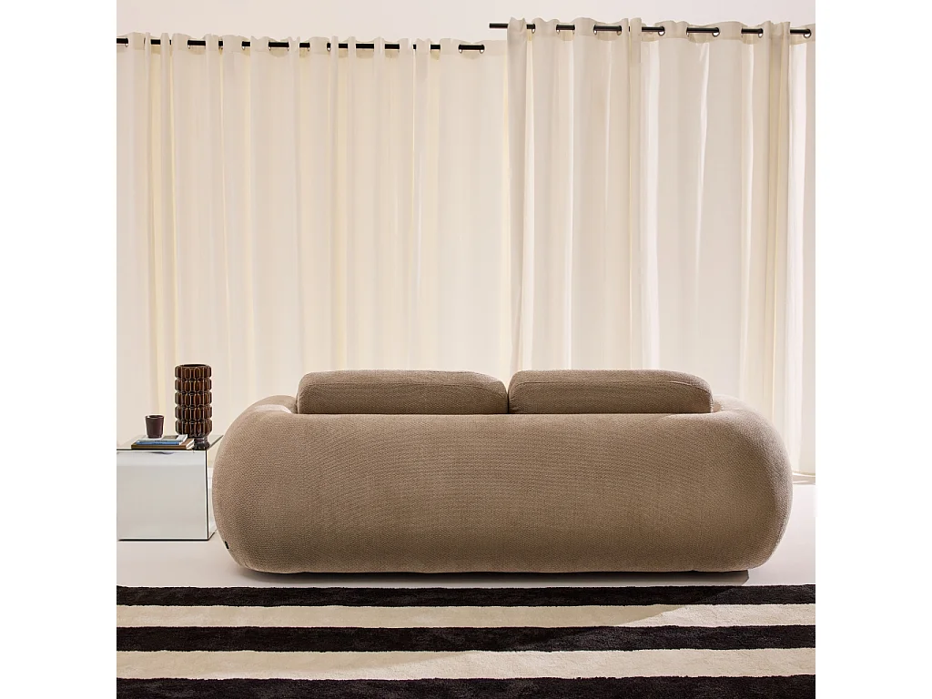 Sofá de tela chenilla, 3 plazas beige