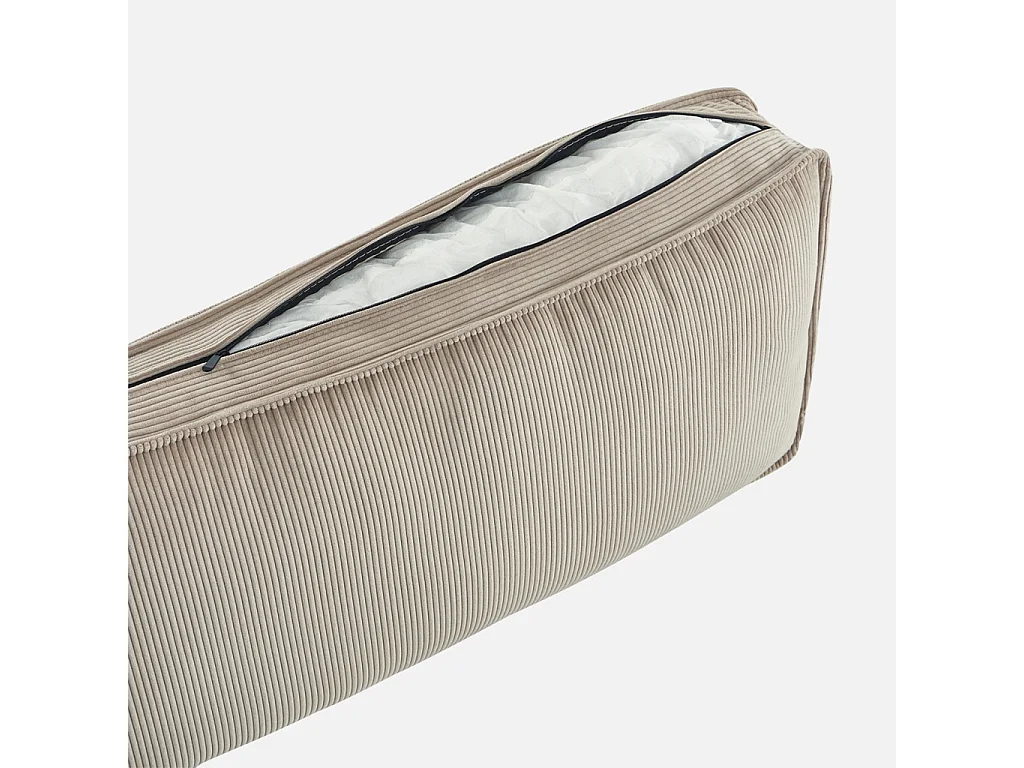Canapé d'angle droit velours côtelé 3 places beige - Chill