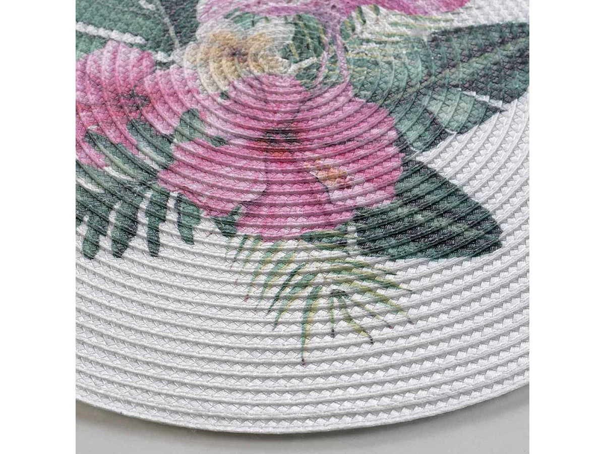 Set de Table Imprimé "Flamant" 35cm Blanc