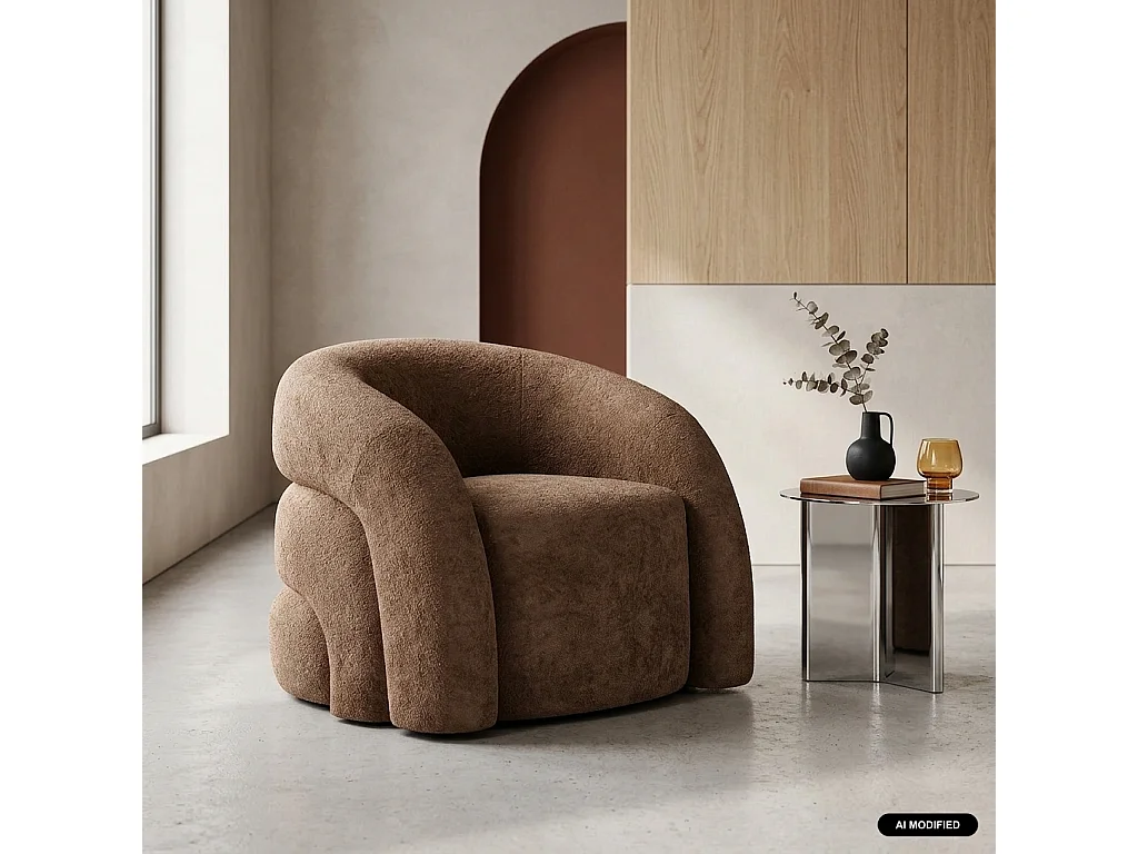 Sillón orgánico de tela pardo