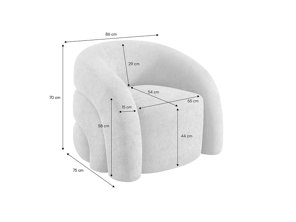 Fauteuil organique tissu 1 place beige - Renbo