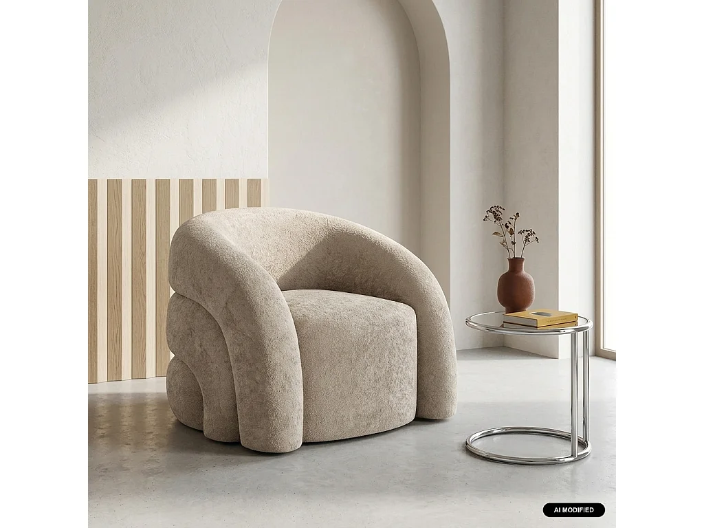 Sillón orgánico de tela beige