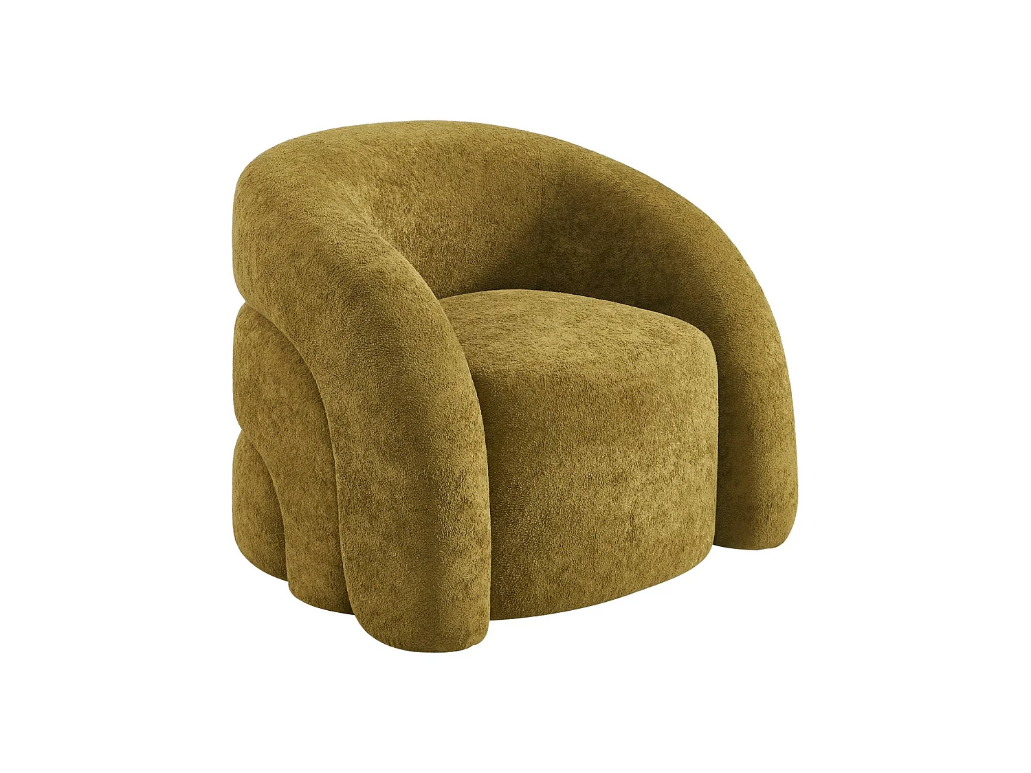Poltrona organica in tessuto, Renbo, Verde oliva, 86x75x70 cm