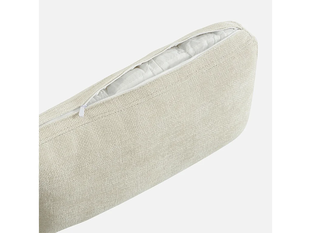 Fauteuil tissu pieds en bois d'hévéa 1 place blanc cassé - Dany