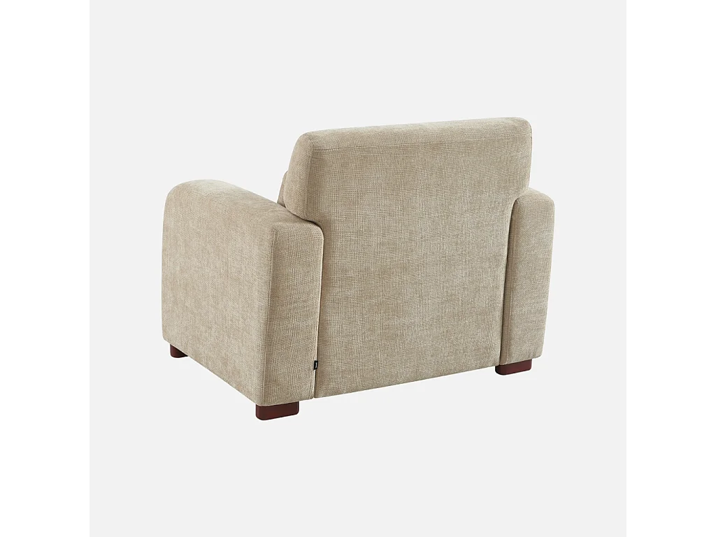 Fauteuil tissu pieds en bois d'hévéa 1 place beige - Dany