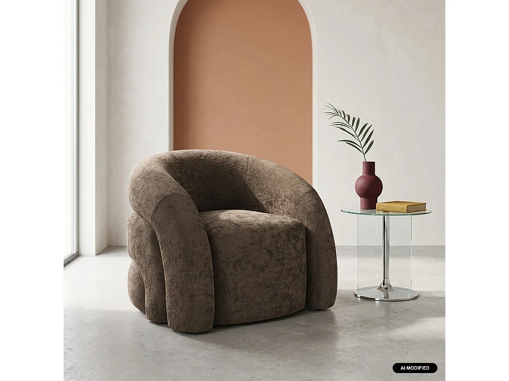 Sillón orgánico de tela marrón