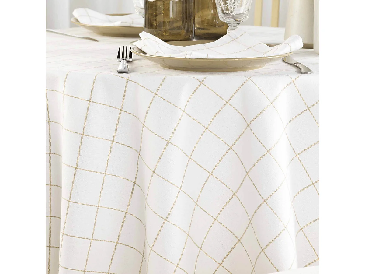 Nappe Ronde à Carreaux "Axel" 180cm Naturel