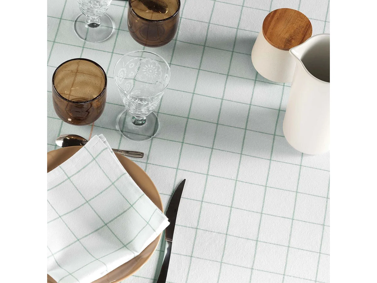 Nappe Tissée à Carreaux "Axel" 140x240cm Vert Sauge