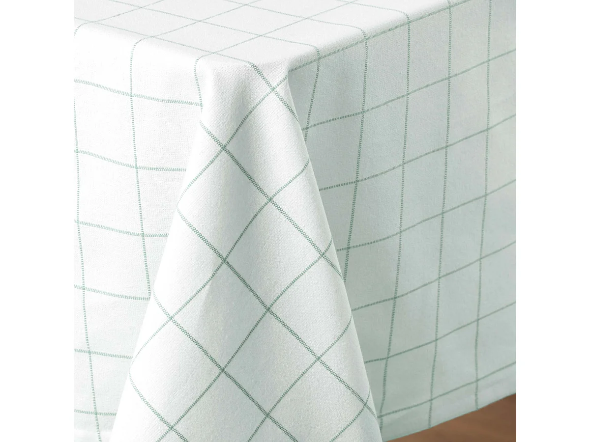 Nappe Tissée à Carreaux "Axel" 140x240cm Vert Sauge