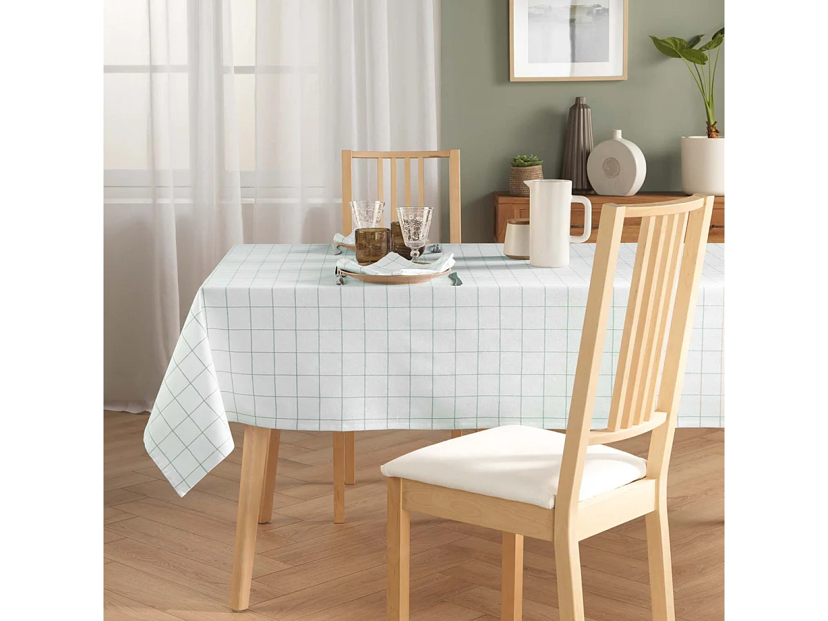 Nappe Tissée à Carreaux "Axel" 140x240cm Vert Sauge