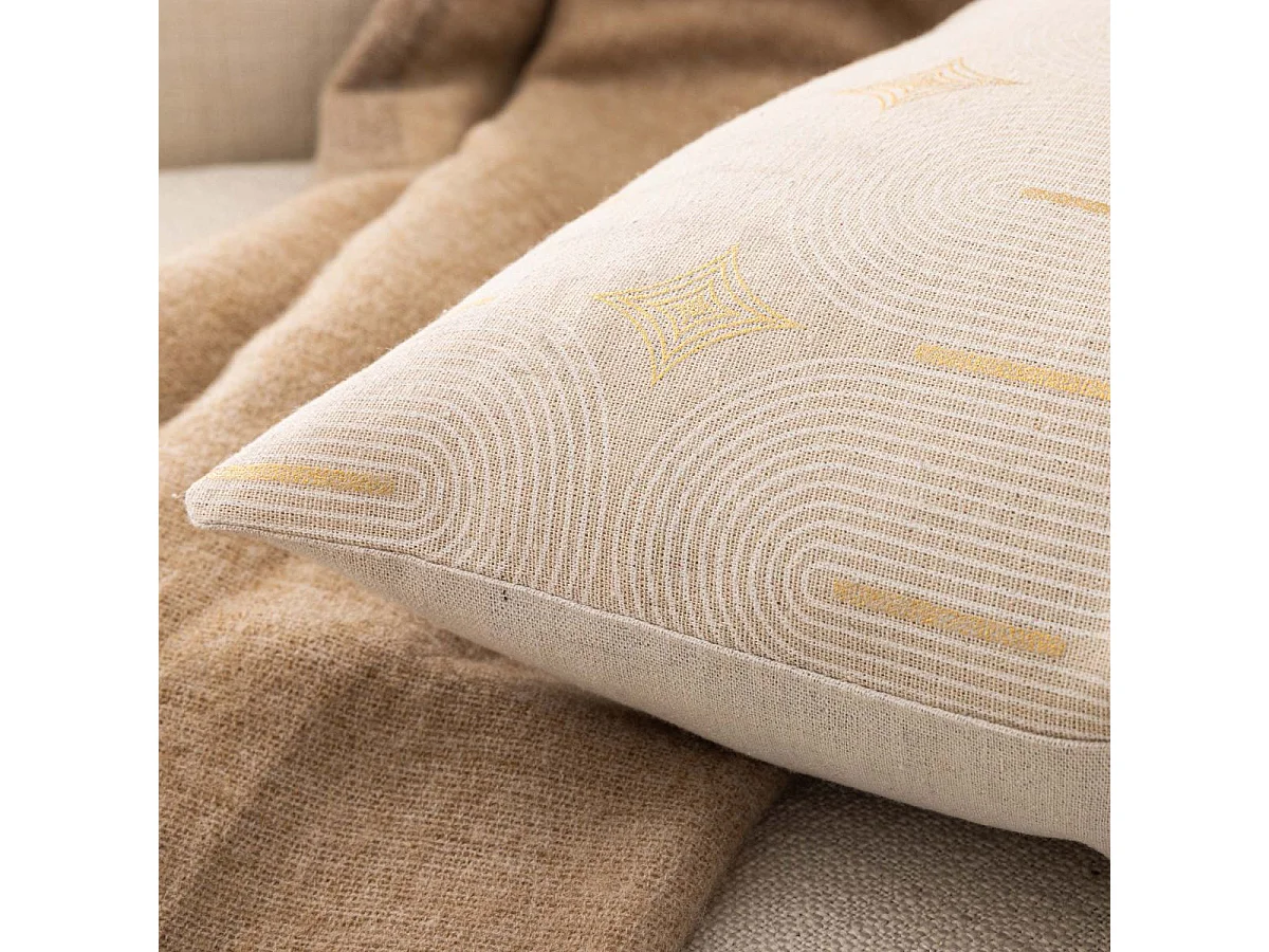 Coussin à Motifs Métallisés "Ondine" 40x60cm Beige & Blanc