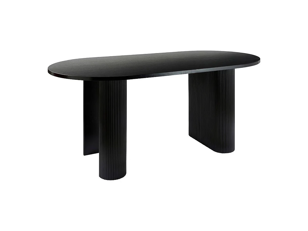 Table à Manger Effet Cannelé "Olova" 180cm Noir