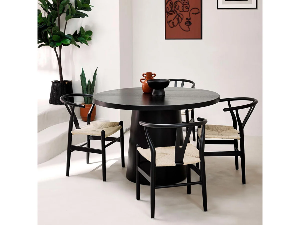 Table à Manger en Bois "Boki" 120cm Noir