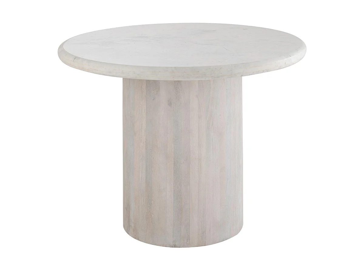 Table à Manger en Marbre "Noor" 102cm Blanc Cassé