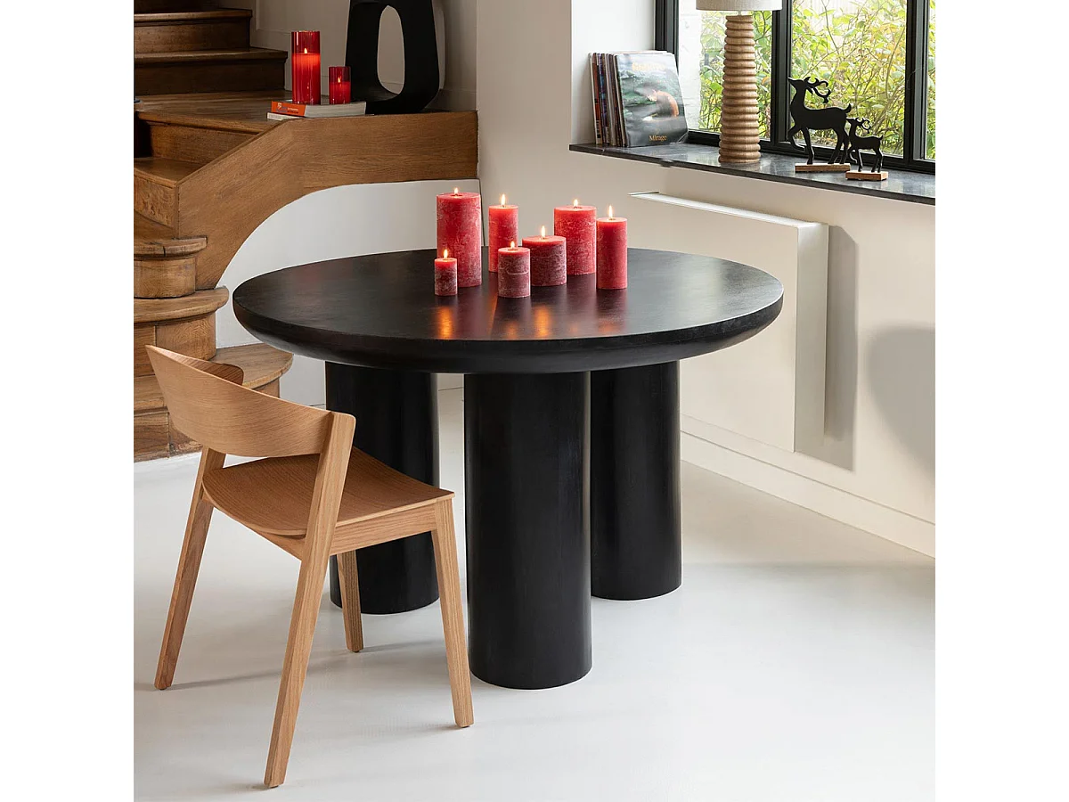 Table à Manger Trio en Bois "Cave" 120cm Noir