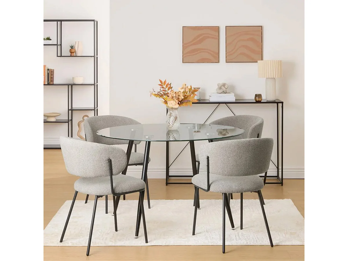 Table À Manger en Verre "Ostras" 120cm Transparent