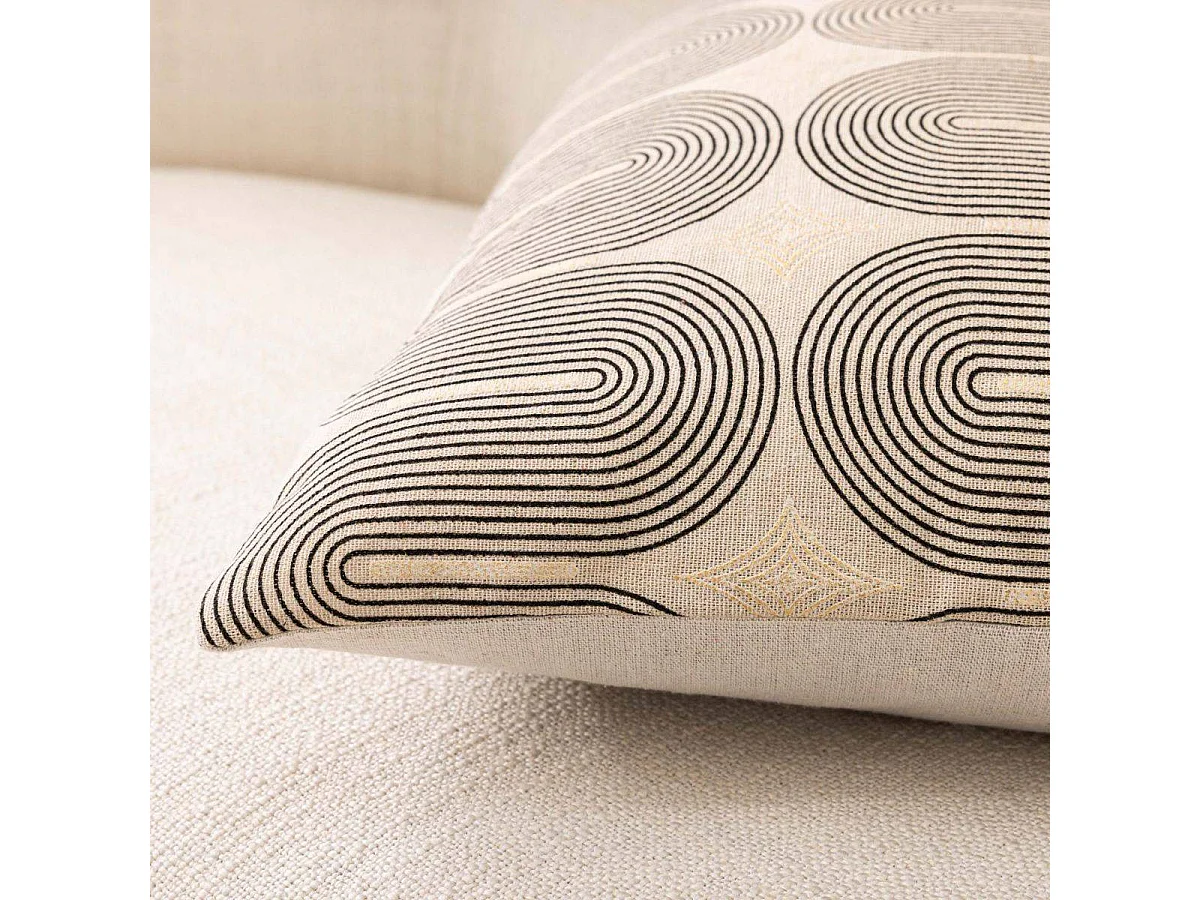 Coussin à Motifs Métallisés "Ondine" 40x60cm Beige & Noir