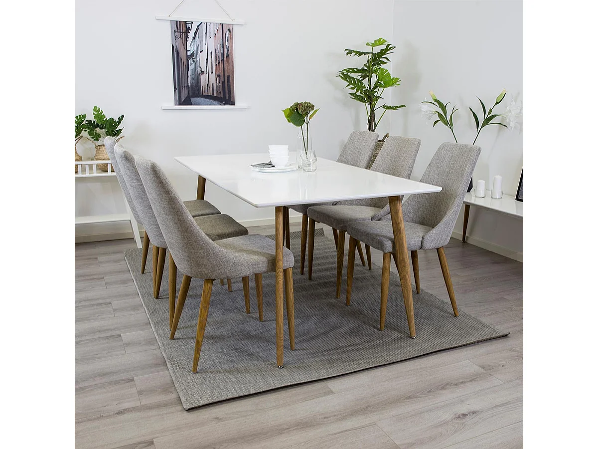 Table à Manger "Polar" 180cm Blanc & Naturel