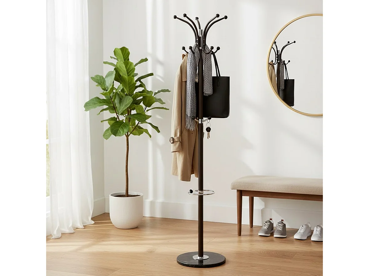 Porte-Manteau Design "Vinty" 171cm Marron & Chrome