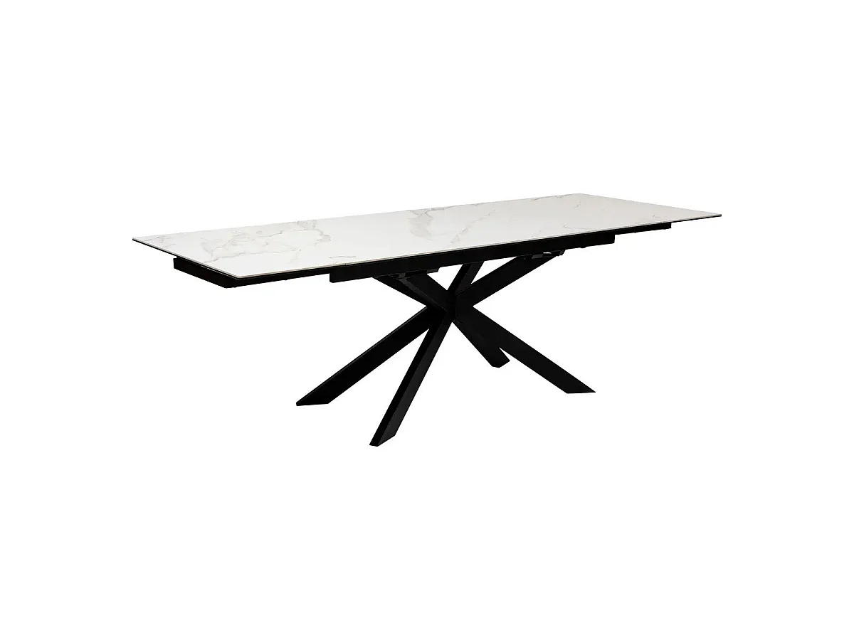 Table à Manger Extensible Effet Marbre "Boot" 160-240cm Blanc