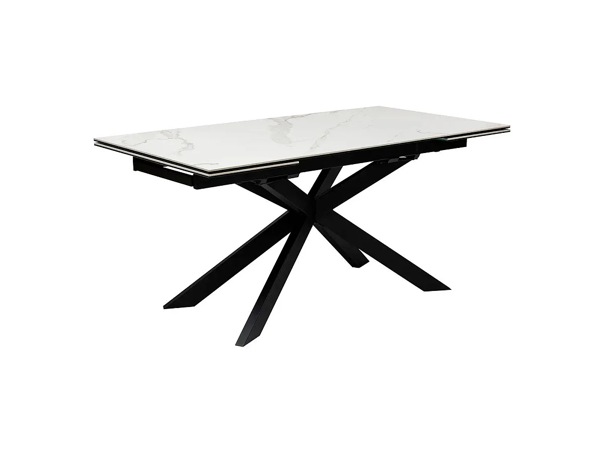 Table à Manger Extensible Effet Marbre "Boot" 160-240cm Blanc