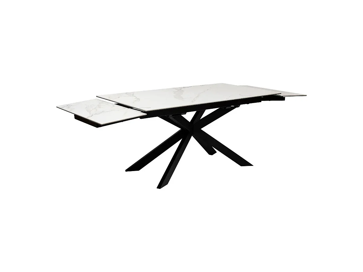 Table à Manger Extensible Effet Marbre "Boot" 160-240cm Blanc