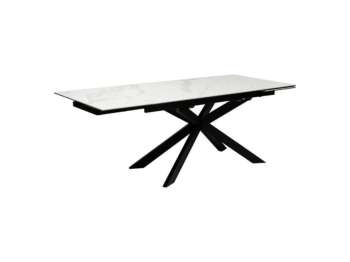Table à Manger Extensible Effet Marbre "Boot" 160-240cm Blanc