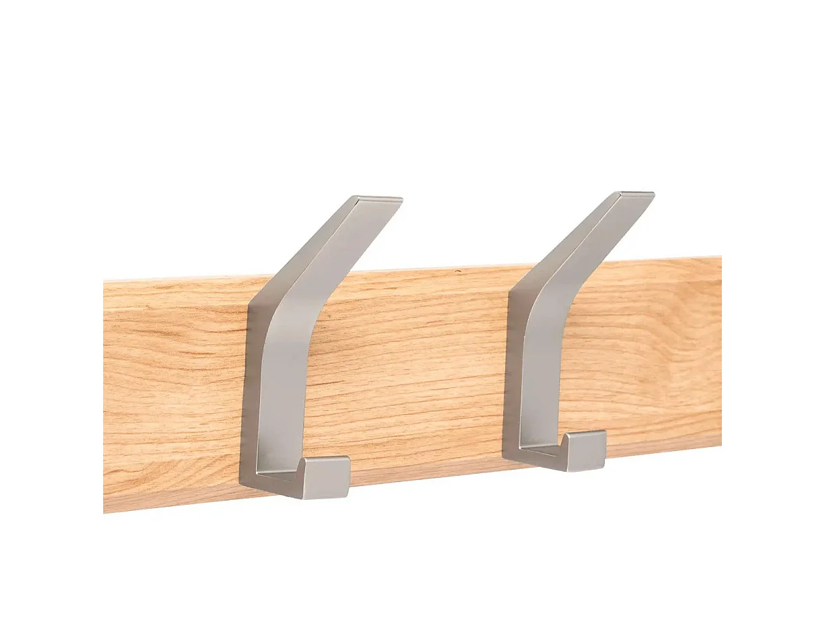 Patère 4 Tiges Effet Bois "Ziny" 45cm Naturel & Argent