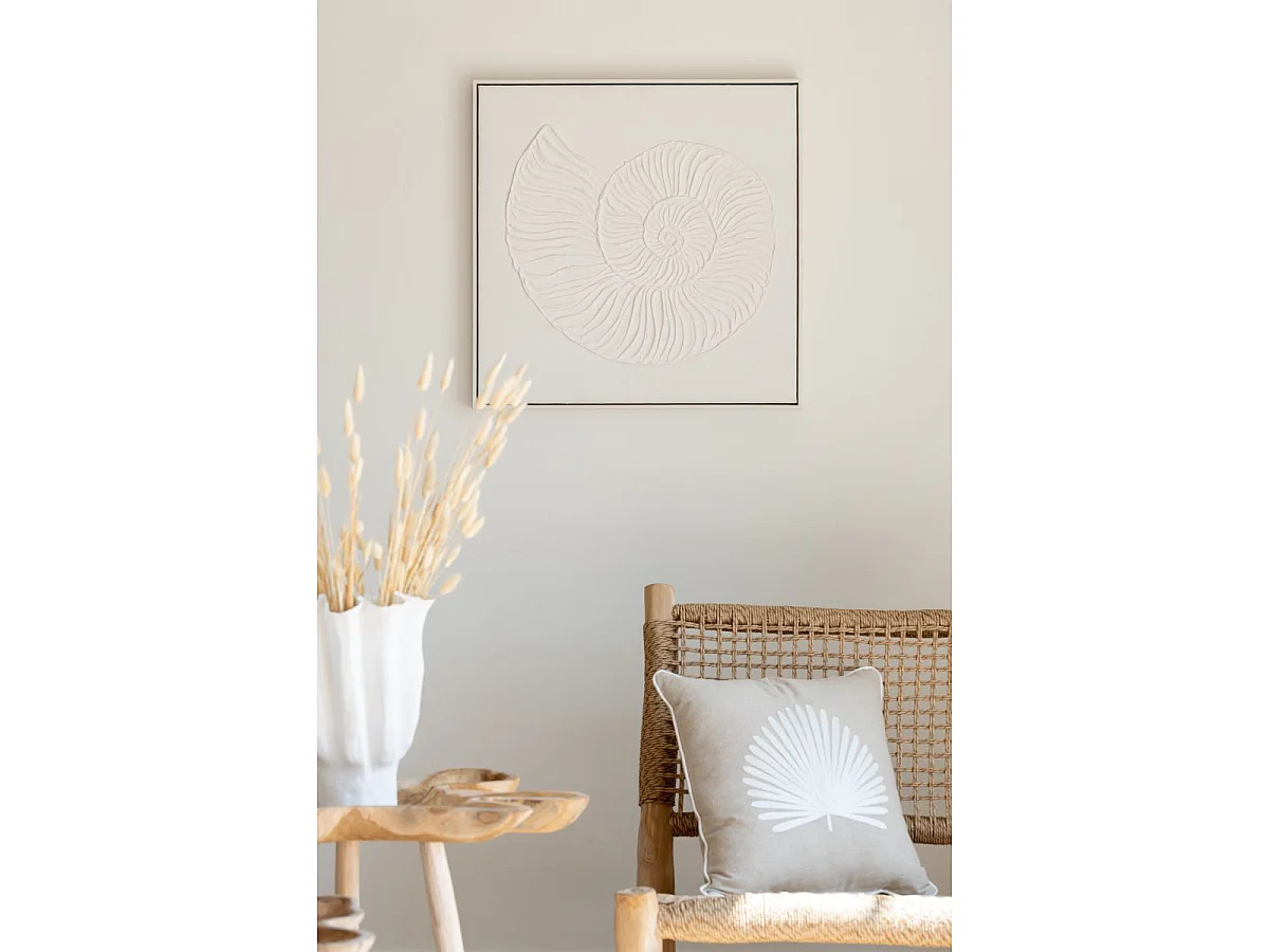 Tableau Peinture Déco "Coquille" 62x62cm Blanc