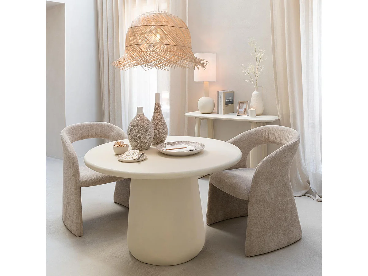 Table à Manger Design "Cave" 118cm Beige