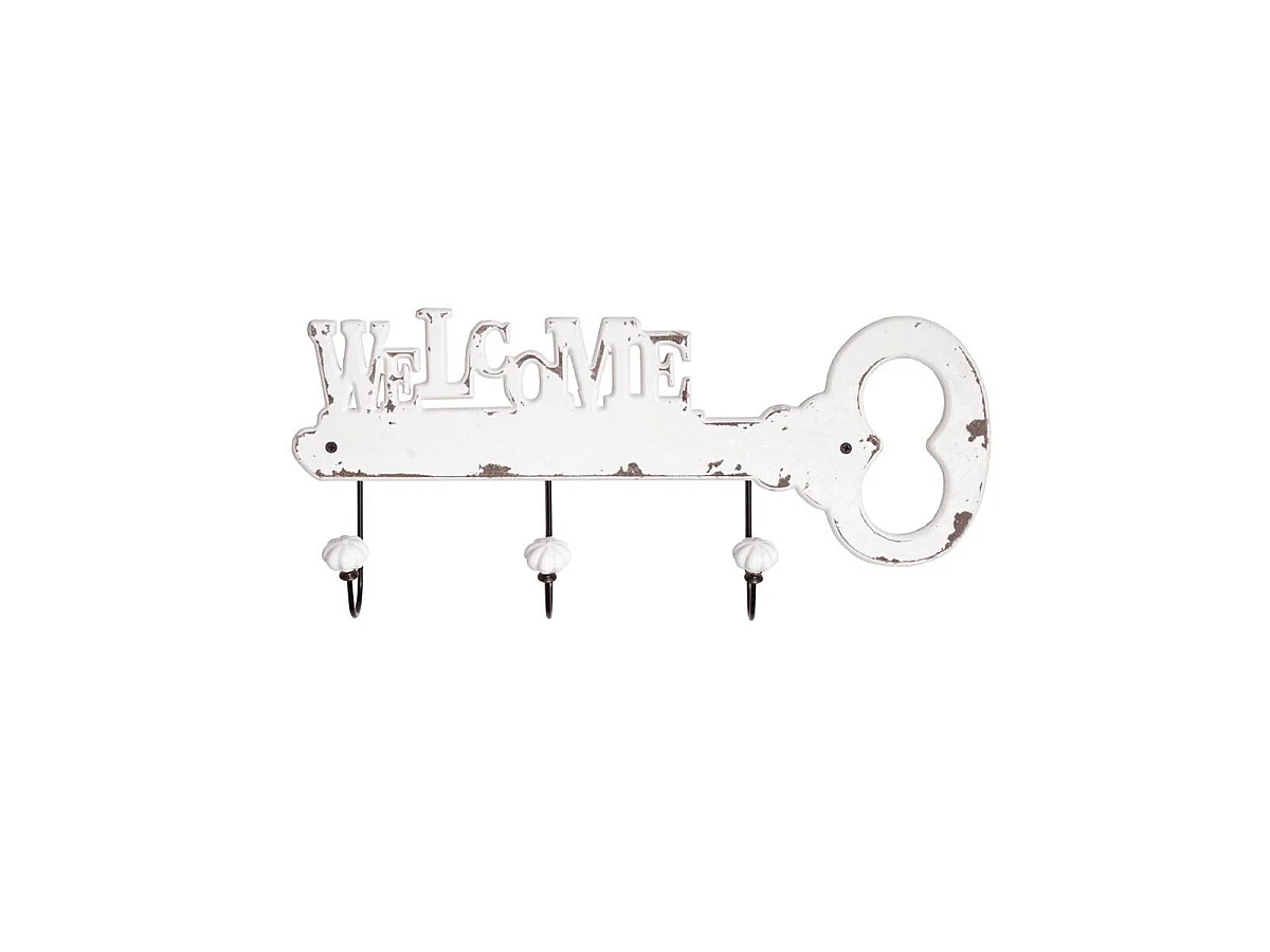 Patère Murale 3 Crochets "Key" 50cm Blanc