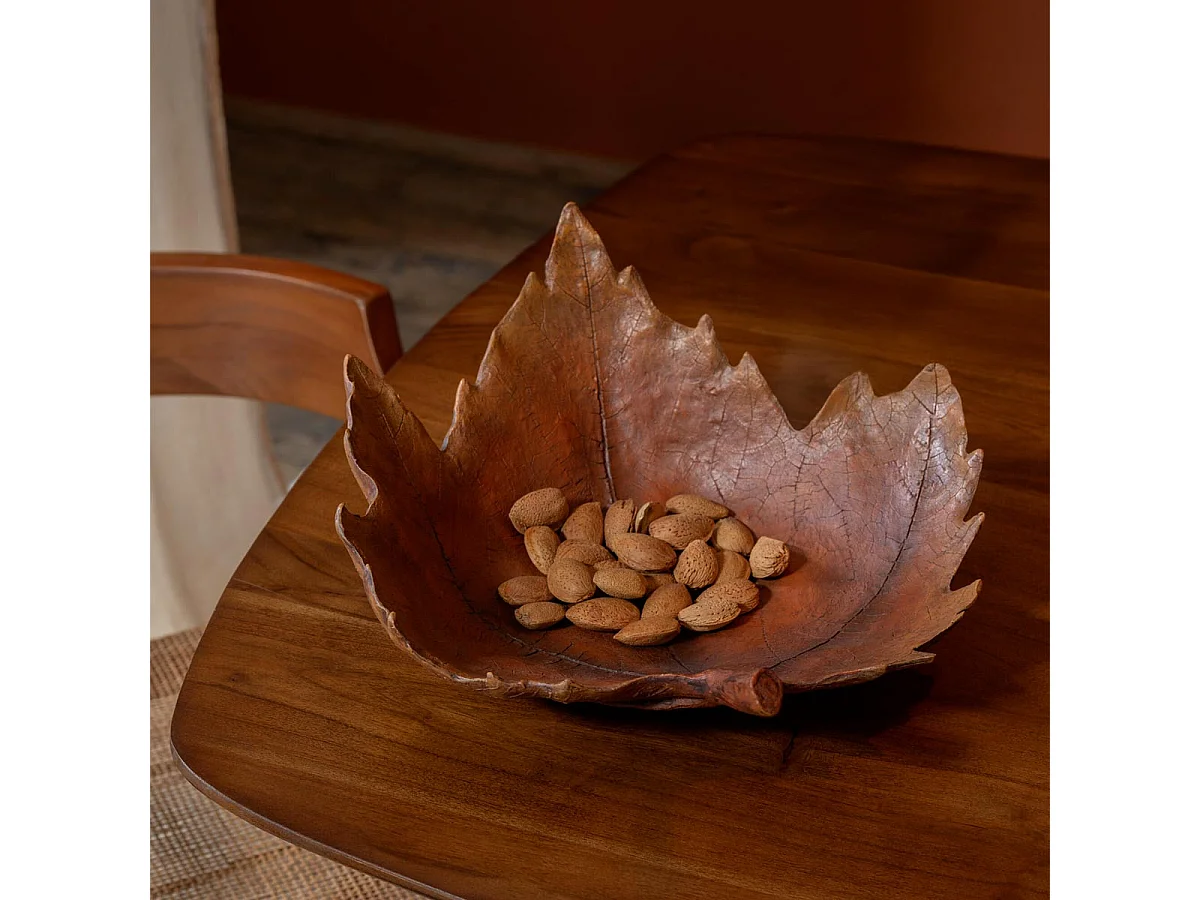 Coupelle Déco Feuille "Automne" 41cm Orange Foncé