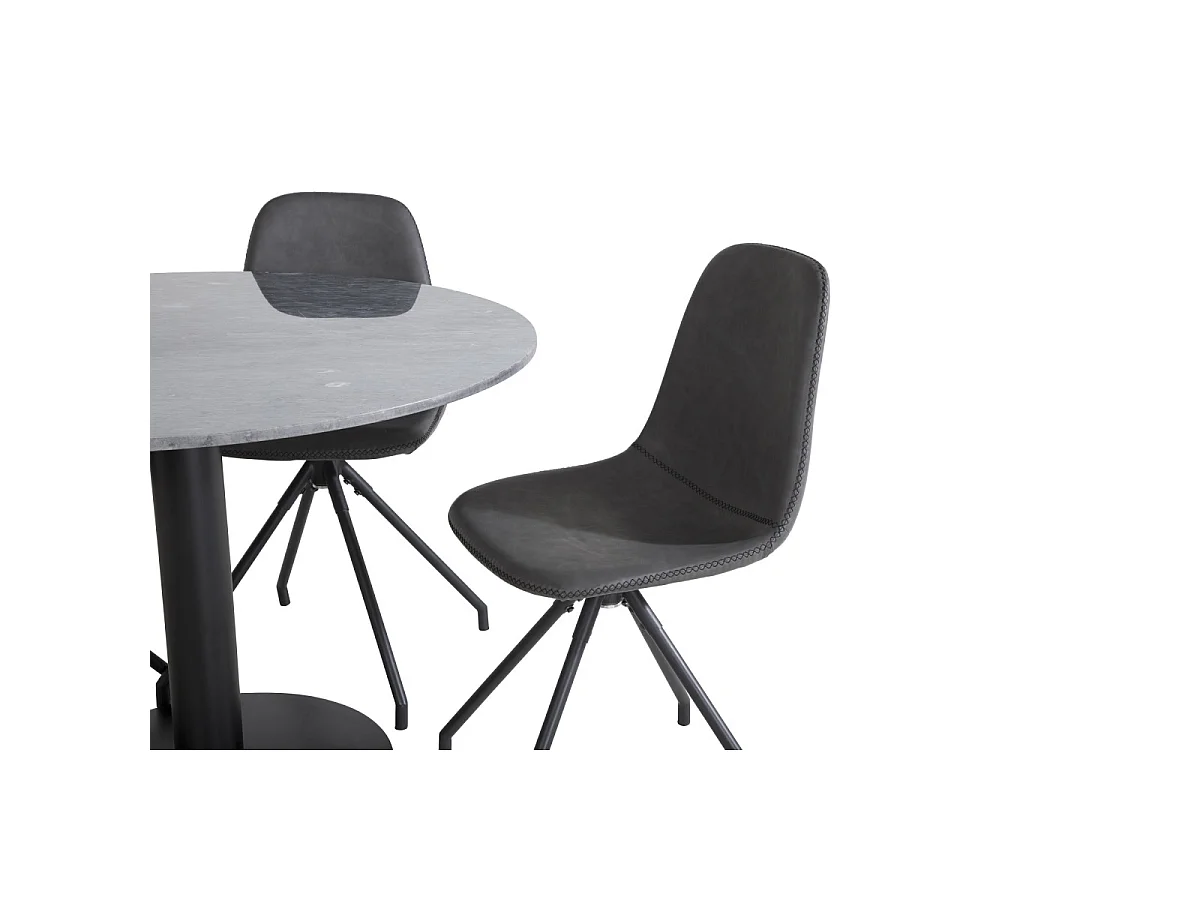 Ensemble Table à Manger & 4 Chaises "Estelle I & Polar I" 106cm Gris Foncé & Noir
