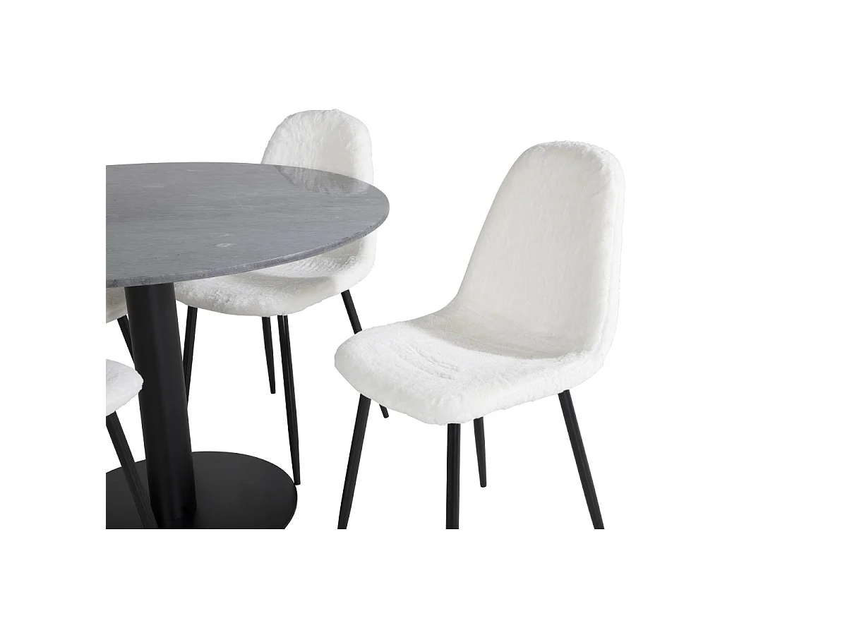 Ensemble Table à Manger & 4 Chaises "Estelle I & Polar I" 106cm Gris Foncé
