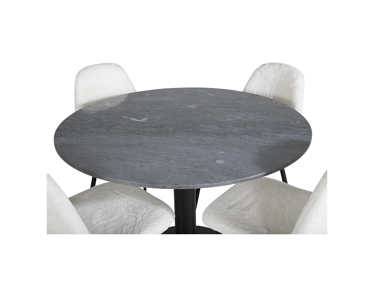 Ensemble Table à Manger & 4 Chaises "Estelle I & Polar I" 106cm Gris Foncé