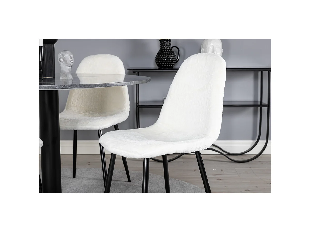 Ensemble Table à Manger & 4 Chaises "Estelle I & Polar I" 106cm Gris Foncé